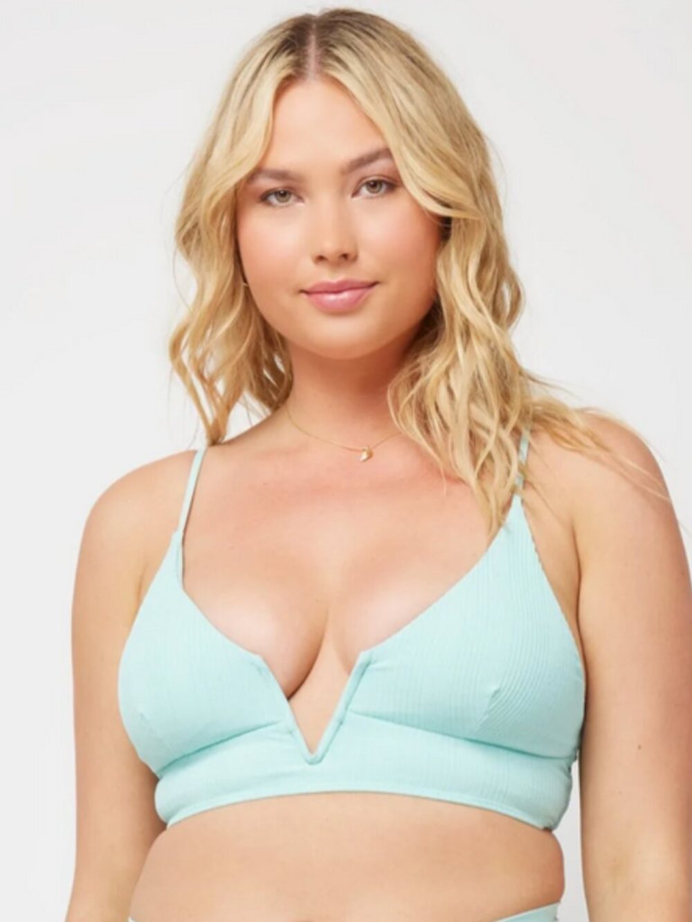 L*Space Pointelle Rib Siren Top in Pool Large